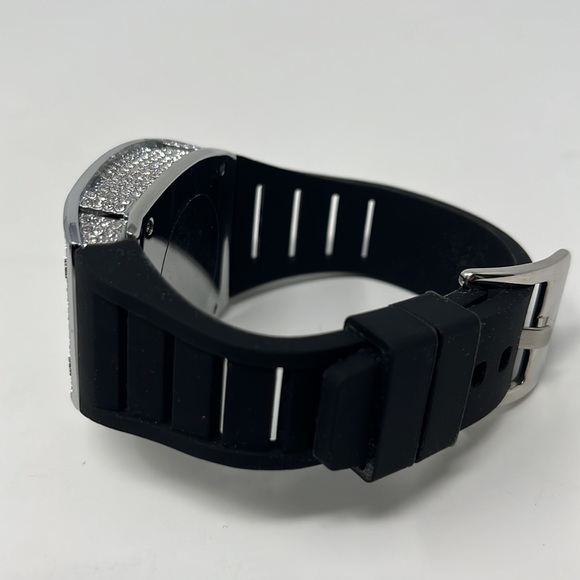 Mens leather strap cz diamond watch - Picture 6 of 6